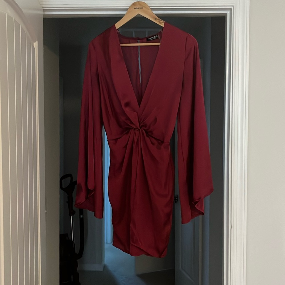 Long sleeve silk dress